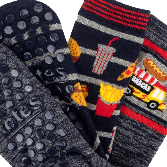 totes toasties® Kids Original Slipper-Sox (Twin Pack) Pizza Burger Extra Image 3